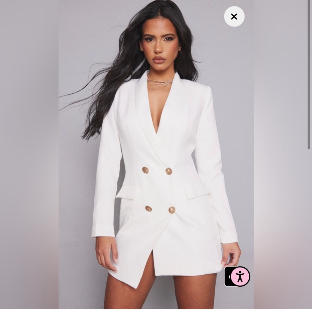 Pretty Little Thing White Blazer Mini Dress Size 4